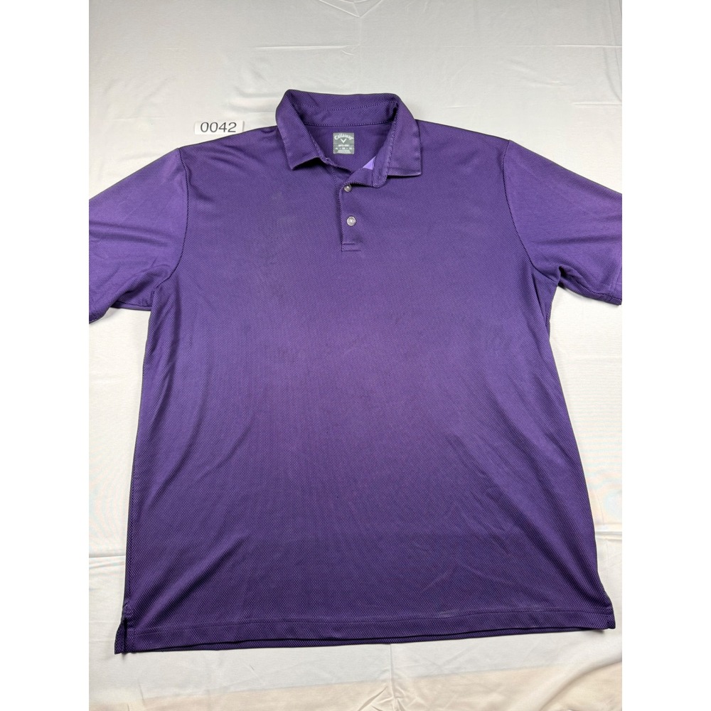 Callaway Opti-Dri Mens XL Purple Short Sleeve Golf Polo Shirt Textured Knit